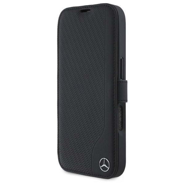 Mercedes Leather Wood Imitation iPhone 16 Case - Black
