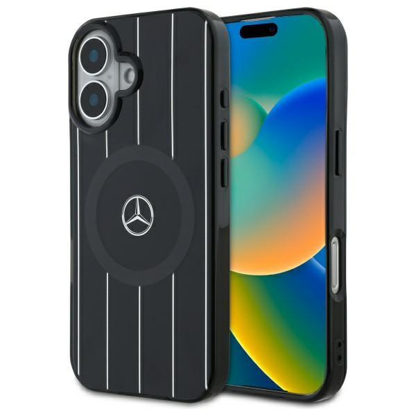 Mercedes MB Double Layer Crossed Lines MagSafe case for iPhone 16 - black
