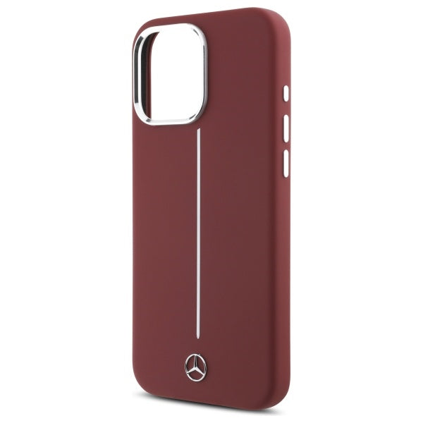 Mercedes Silicone White Stripe MagSafe Case for iPhone 16 Pro Max - Red