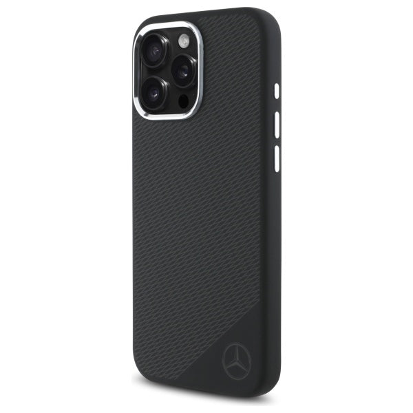 Mercedes MEHMP16L23SUGDK iPhone 16 Pro 6.3" black/black hardcase Silicone Tonal Logo Wood Pattern MagSafe