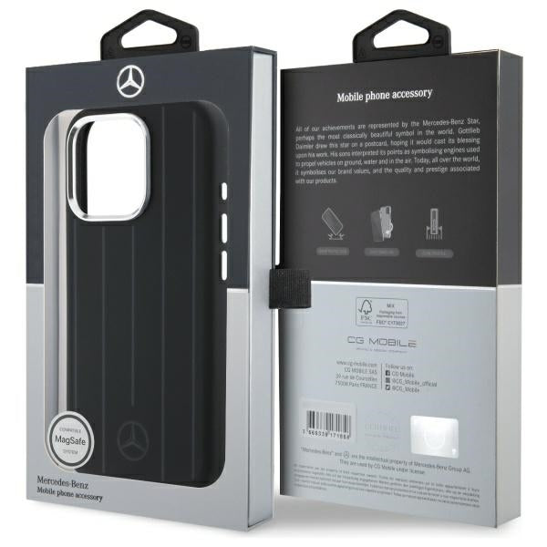 Mercedes MEHMP16L23SUVSK iPhone 16 Pro 6.3" black/black hardcase Silicone Vertical Tonal Stripes MagSafe