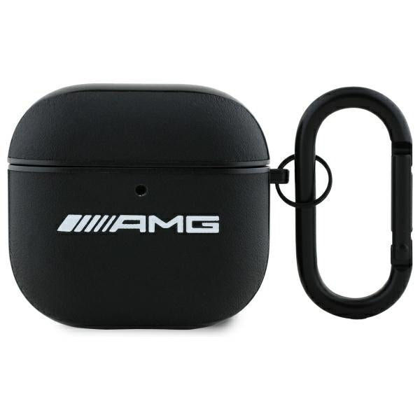 AMG Leather White Logo case for AirPods 4 - black / white
