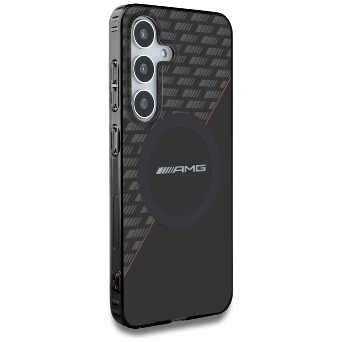 AMG Double Layer Rhombs MagSafe Case for Samsung Galaxy S25 - Black/Red