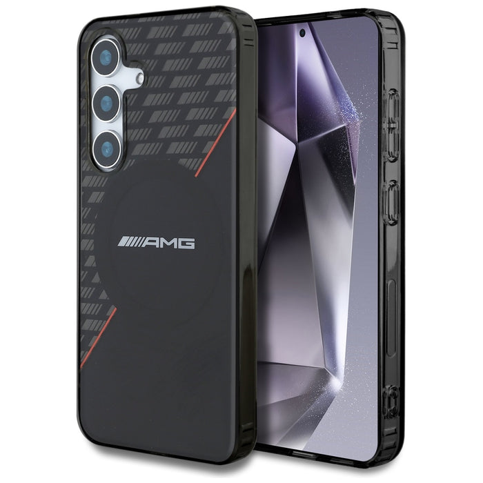 AMG Double Layer Rhombs MagSafe Case for Samsung Galaxy S25+ - Black/Red