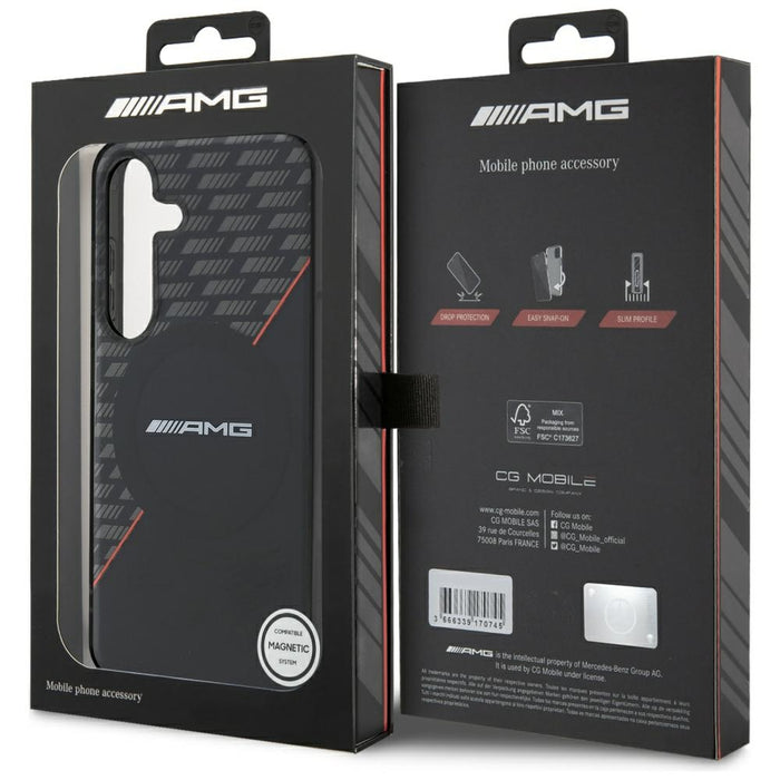 AMG Double Layer Rhombs MagSafe Case for Samsung Galaxy S25+ - Black/Red