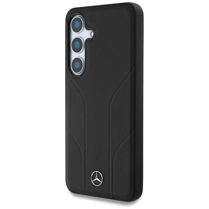 Mercedes Leather Debossed Lines MagSafe case for Samsung Galaxy S25 - black