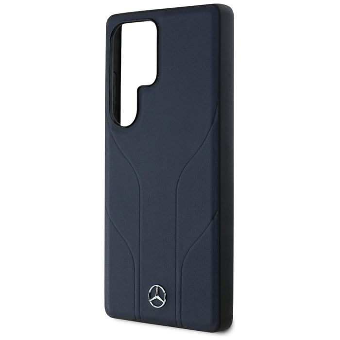Mercedes Leather Debossed Lines MagSafe Case for Samsung Galaxy S25 Ultra - Blue
