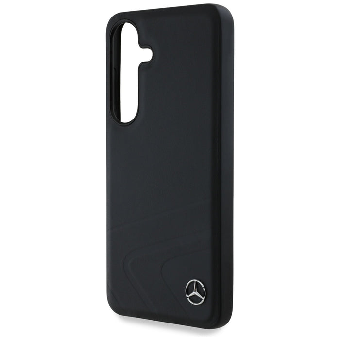 Mercedes Leather Horizontal Debossed Curves MagSafe Case for Samsung Galaxy S25 - Black
