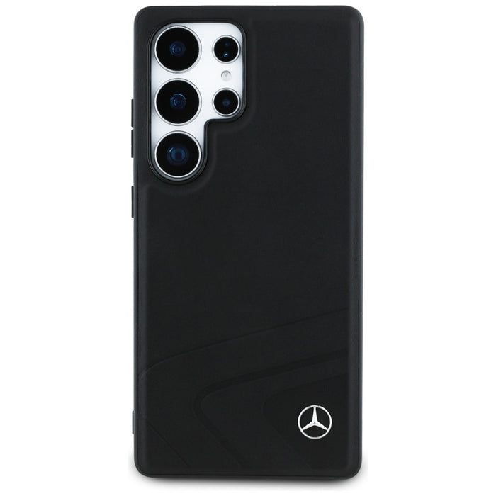 Mercedes Leather Horizontal Debossed Curves MagSafe Case for Samsung Galaxy S25 Ultra - Black