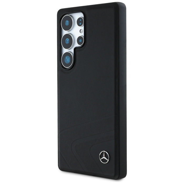 Mercedes Leather Horizontal Debossed Curves MagSafe Case for Samsung Galaxy S25 Ultra - Black