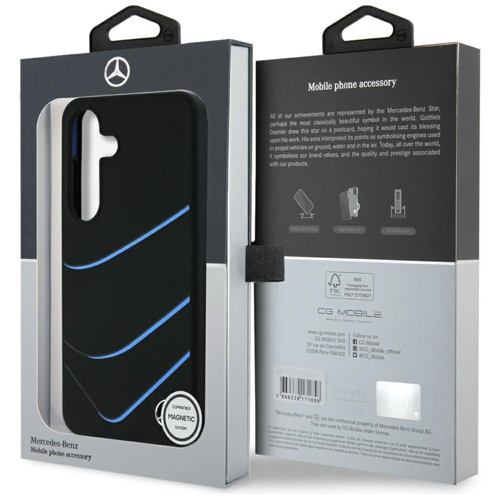 Mercedes Silicone Contrasted Curves MagSafe Case for Samsung Galaxy S25 - Black