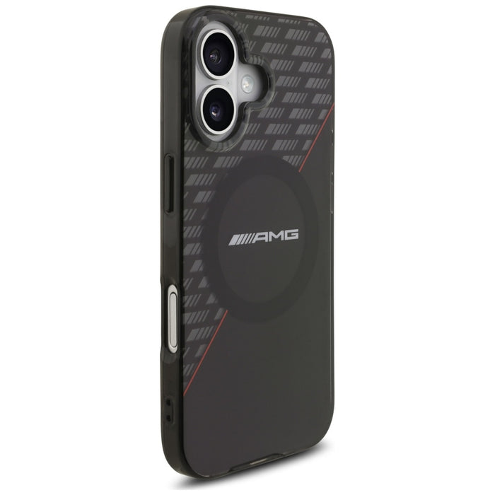 AMG Double Layer Transparent Rhombs MagSafe Case for iPhone 17 - Black and Red