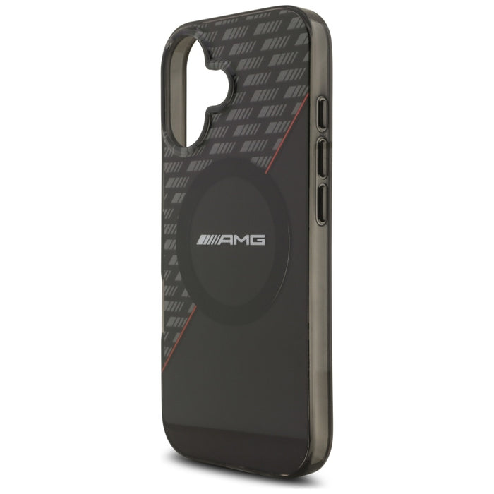 AMG Double Layer Transparent Rhombs MagSafe Case for iPhone 17 - Black and Red