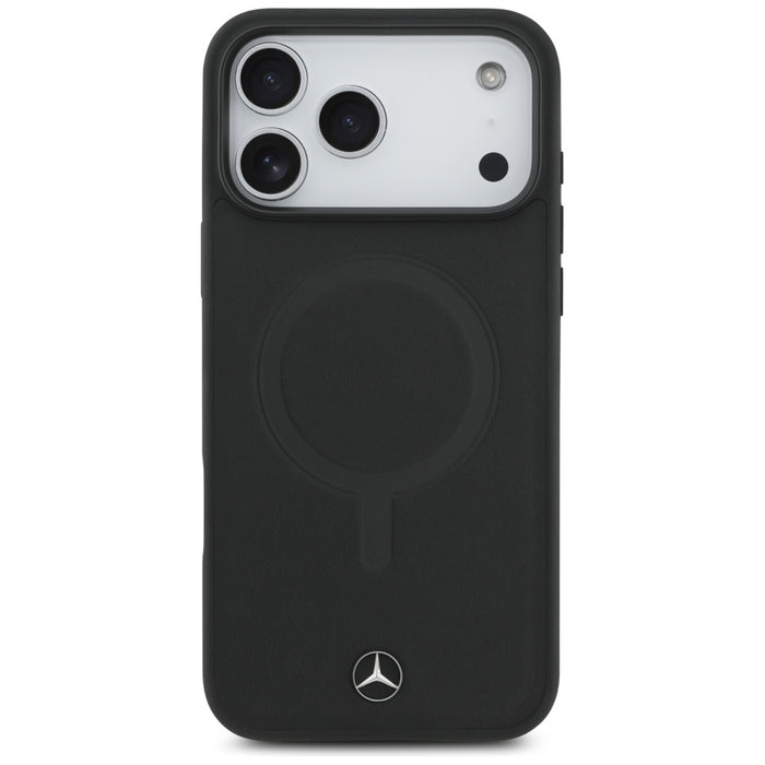 Mercedes Plain Smooth Leather MagSafe Case for iPhone 17 Pro Max - Black