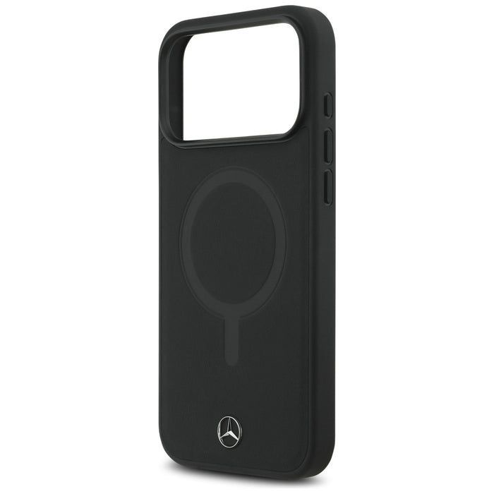 Mercedes Plain Smooth Leather MagSafe Case for iPhone 17 Pro Max - Black