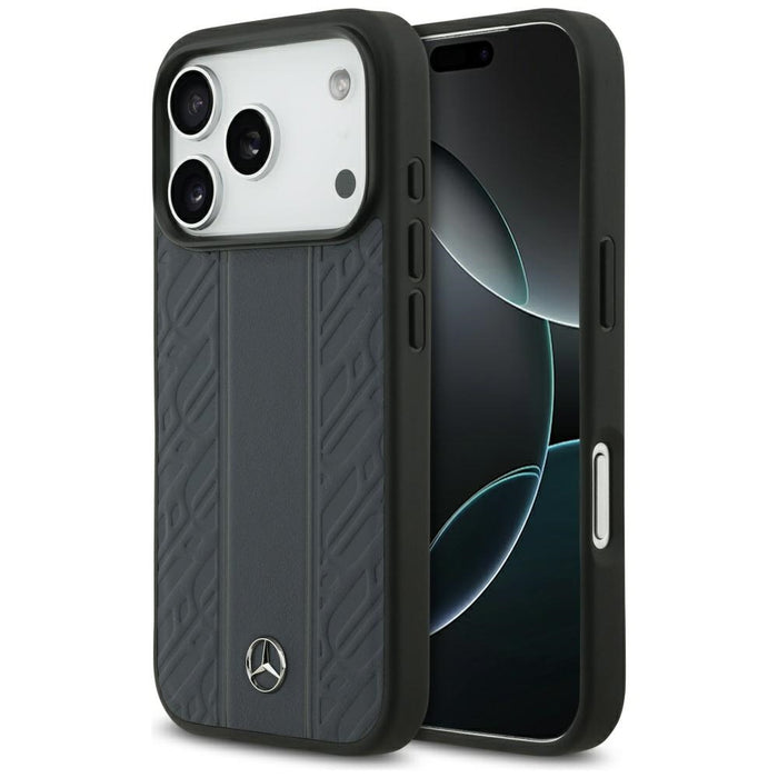 Mercedes Leather Laurel Leaves Stripes MagSafe Case for iPhone 17 Pro - Blue