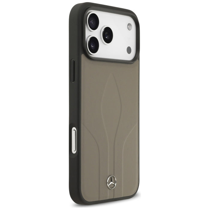 Mercedes Leather The Move MagSafe Case for iPhone 17 Pro Max - Beige