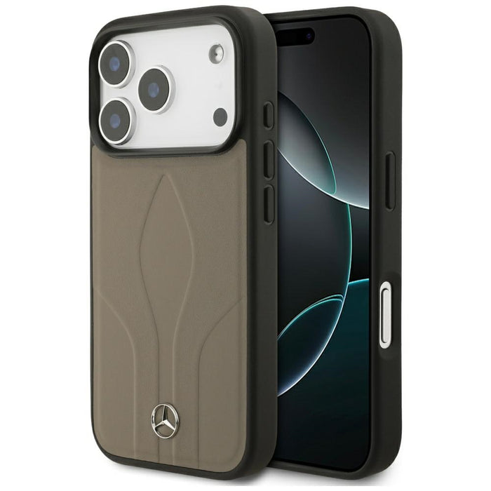 Mercedes Leather The Move MagSafe Case for iPhone 17 Pro - Beige