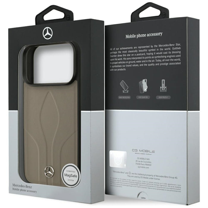 Mercedes Leather The Move MagSafe Case for iPhone 17 Pro - Beige