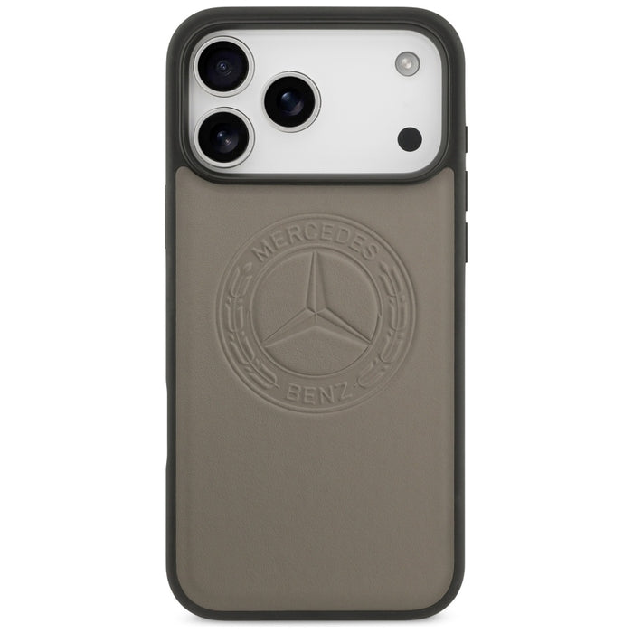 Mercedes Leather Vintage Logo MagSafe Case for iPhone 17 Pro Max - Beige