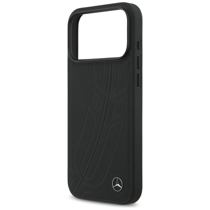 Mercedes Leather Large Laurel Leave MagSafe Case for iPhone 17 Pro Max - Black
