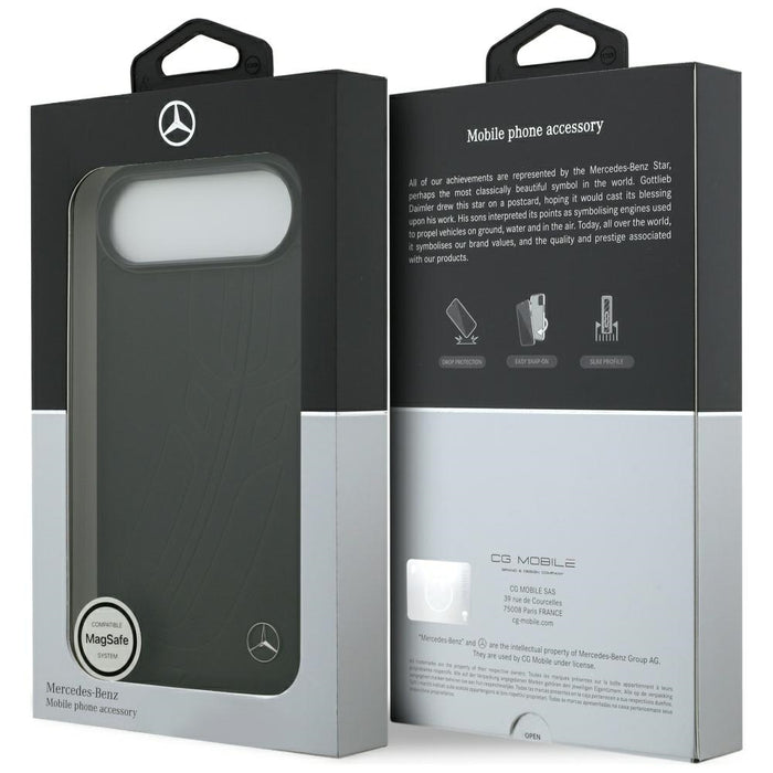 Mercedes Leather Large Laurel Leave MagSafe case for iPhone Air - black