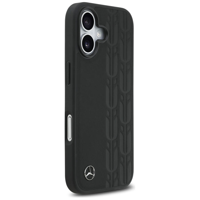 Mercedes Leather Laurel Leaves MagSafe Case for iPhone 17 - Black
