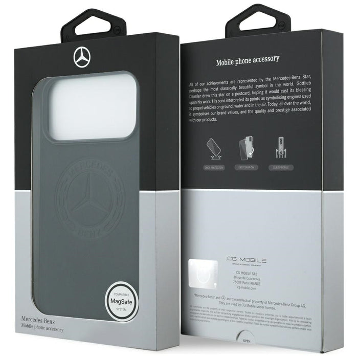 Mercedes Leather Vintage Logo MagSafe Case for iPhone 17 Pro Max - Black