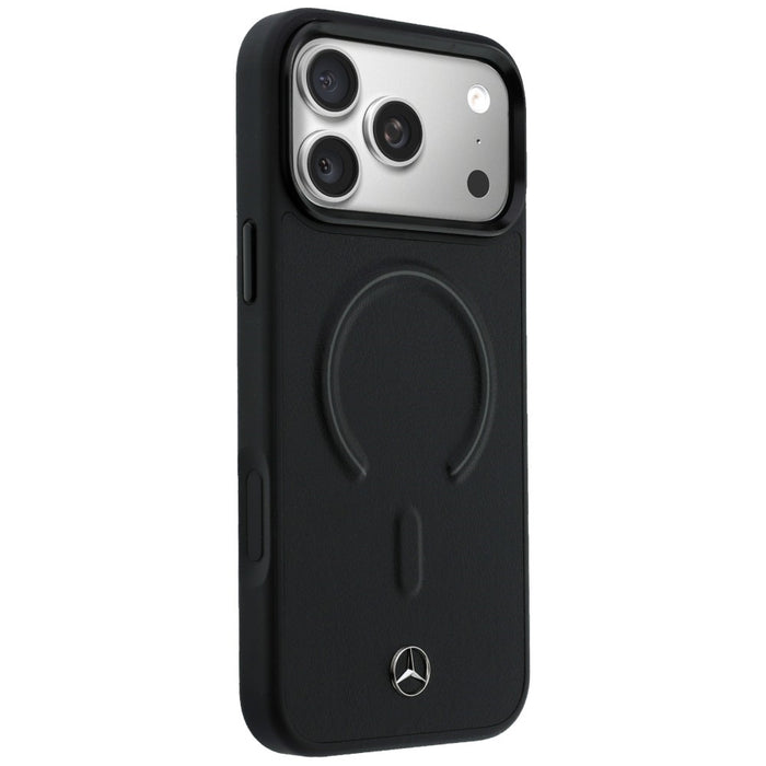 Mercedes Leather 3D MagSafe Case for iPhone 17 Pro - Black
