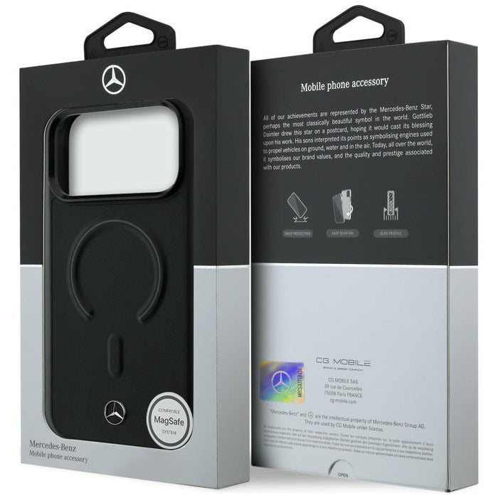 Mercedes Leather 3D MagSafe Case for iPhone 17 Pro - Black