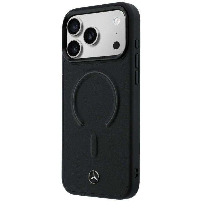 Mercedes Leather 3D MagSafe Case for iPhone 17 Pro Max - Black