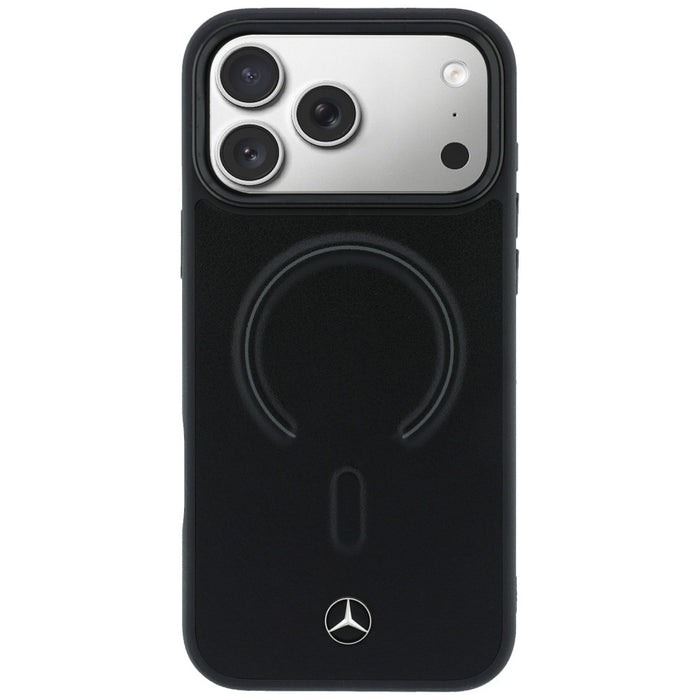 Mercedes Leather 3D MagSafe Case for iPhone 17 Pro Max - Black