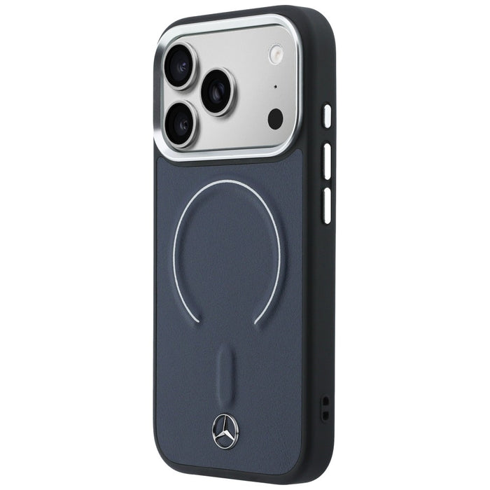 Mercedes Leather 3D MagSafe Case for iPhone 17 Pro Max - Navy Blue