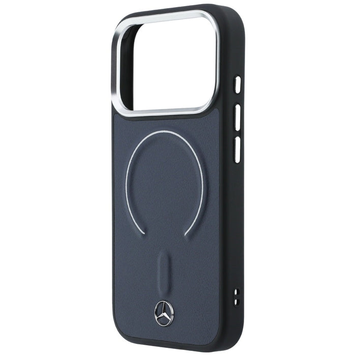 Mercedes Leather 3D MagSafe Case for iPhone 17 Pro Max - Navy Blue
