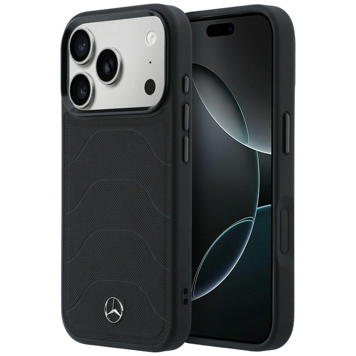 Mercedes Leather Mesh with Bow Line MagSafe Case for iPhone 17 Pro - Black