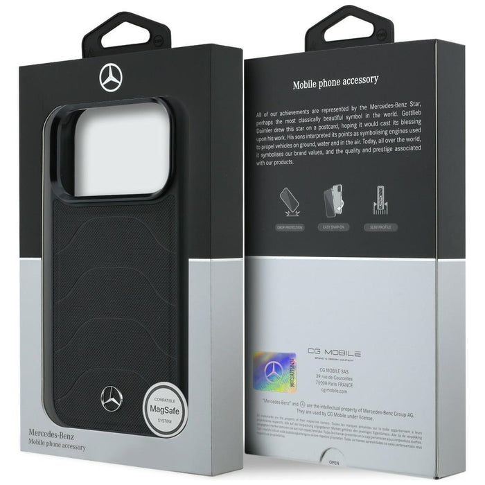 Mercedes Leather Mesh with Bow Line MagSafe Case for iPhone 17 Pro - Black