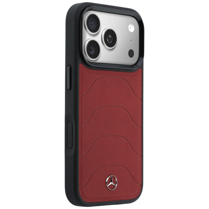 Mercedes Leather Mesh with Bow Line MagSafe Case for iPhone 17 Pro - Red