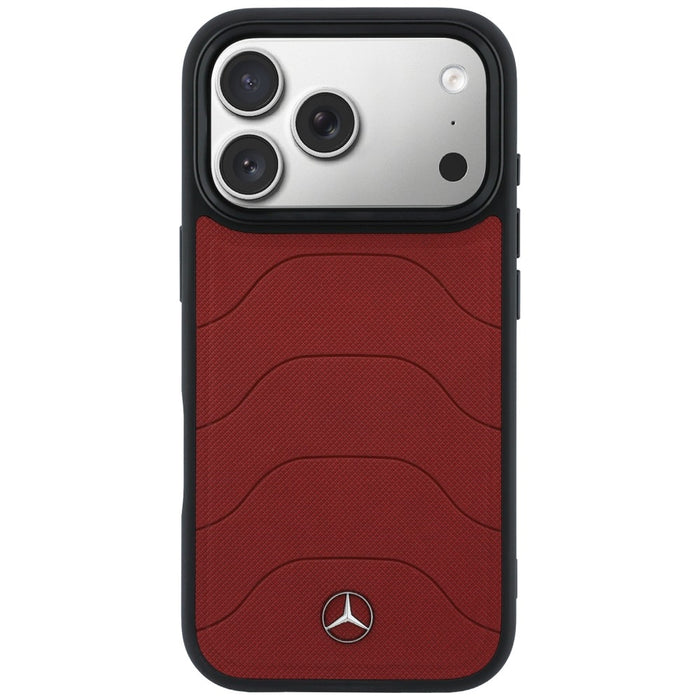 Mercedes Leather Mesh with Bow Line MagSafe Case for iPhone 17 Pro Max - Red