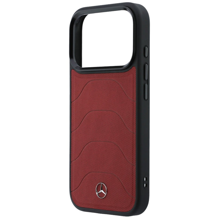 Mercedes Leather Mesh with Bow Line MagSafe Case for iPhone 17 Pro Max - Red
