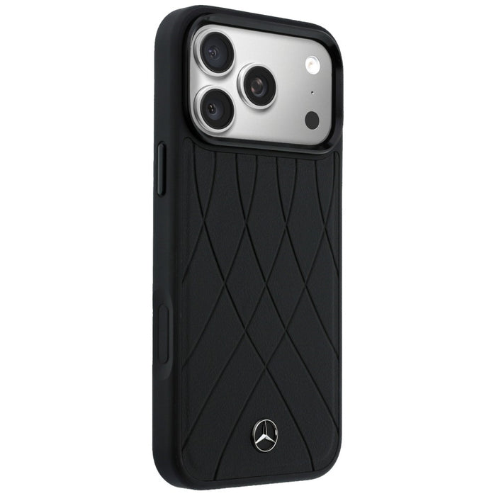 Mercedes Leather with Crossed Lines MagSafe case for iPhone 17 Pro - black
