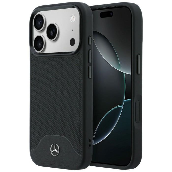 Mercedes Leather Wood Effect and Curve MagSafe case for iPhone 17 Pro - black