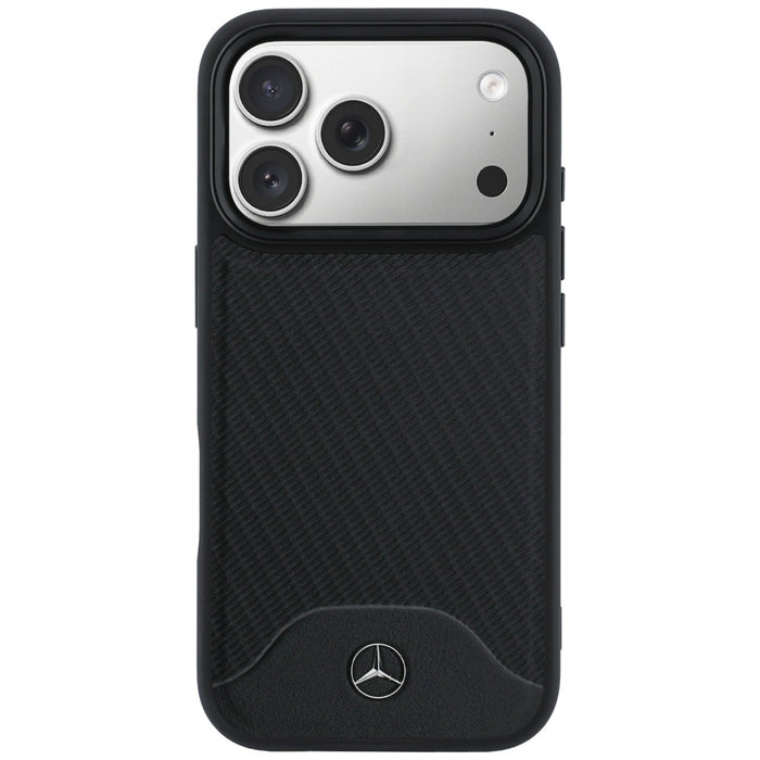 Mercedes Leather Wood Effect and Curve MagSafe case for iPhone 17 Pro - black