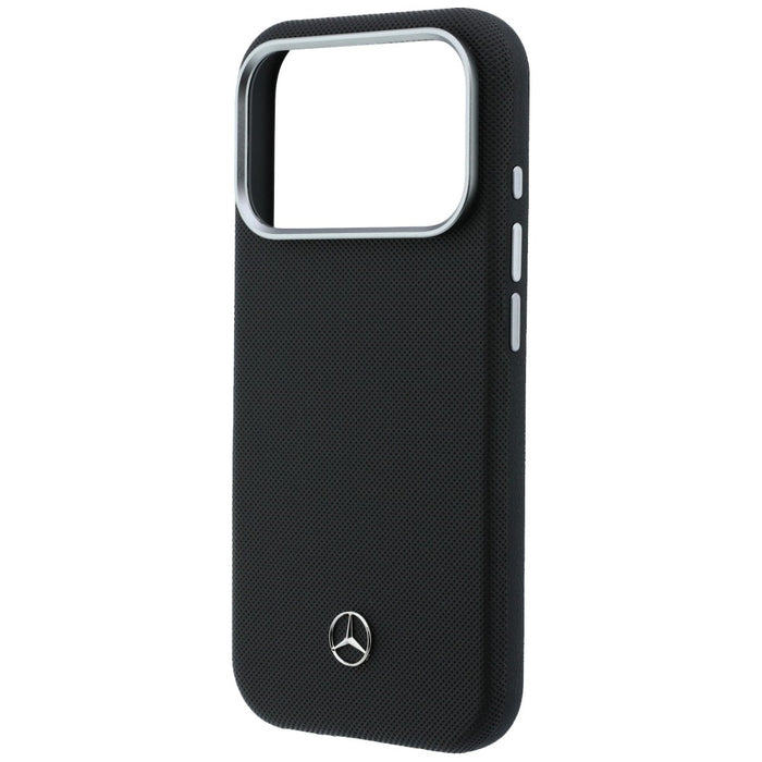 Mercedes Leather Semi Wrap Grill Pattern MagSafe Case for iPhone 17 Pro - Black