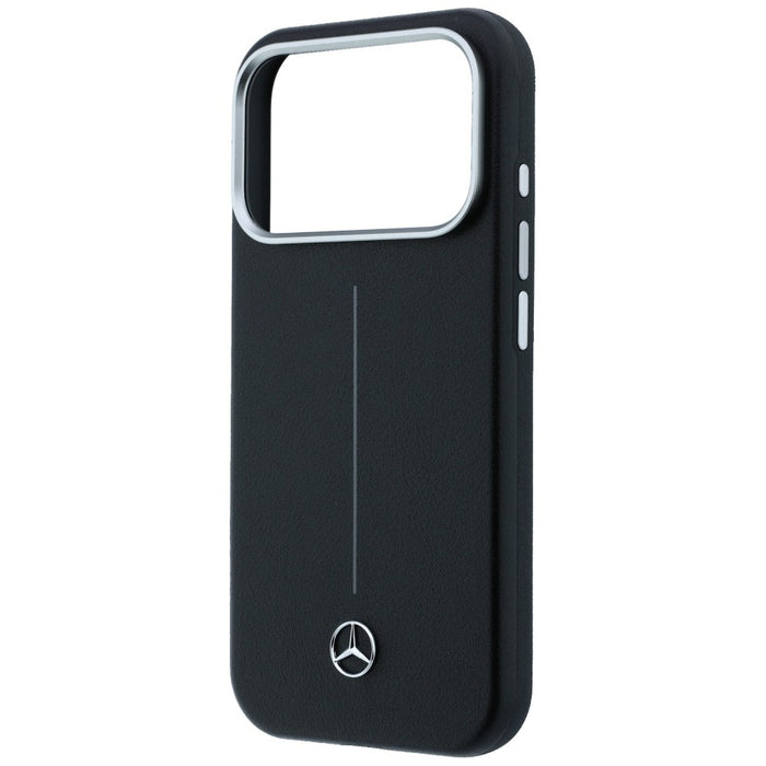 Mercedes Leather Semi Wrap Iconic Line MagSafe Case for iPhone 17 Pro Max - Black