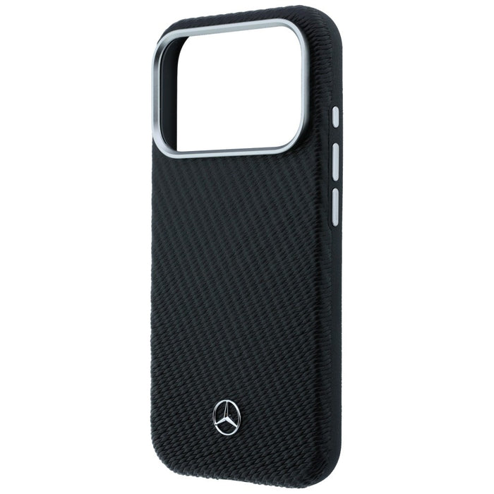Mercedes Leather Semi Wrap Wood Effect MagSafe Case for iPhone 17 Pro Max - Black