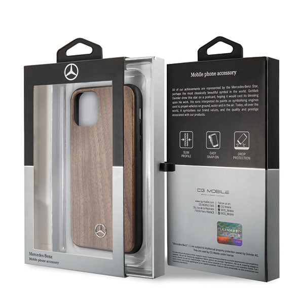 Mercedes Wood Line Walnut Case for iPhone 11 Pro Max - Brown
