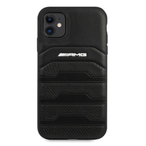 AMG AMHCN61GSEBK iPhone 11 6.1 &quot;black / black hardcase Leather Debossed Lines