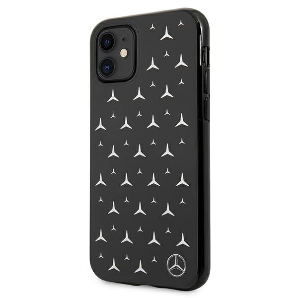 Mercedes Silver Stars Pattern Case for iPhone 11 / Xr - Black