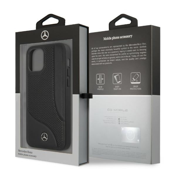 Mercedes Leather Perforated Area Case for iPhone 12 Pro Max - Black