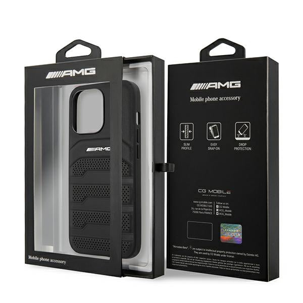 AMG Leather Debossed Lines case for iPhone 13 Pro / iPhone 13 - black
